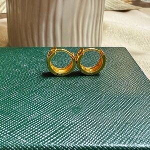 Gold Hoop Huggie Earrings - Non Tarnished Gold Tone